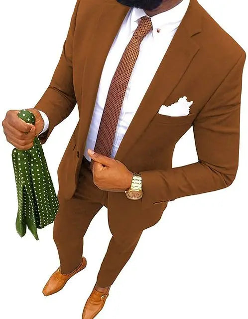 Slim Fit Men's Wedding Suit Set - Customizable Smoking Blazer & Trousers for Formal Occasions
